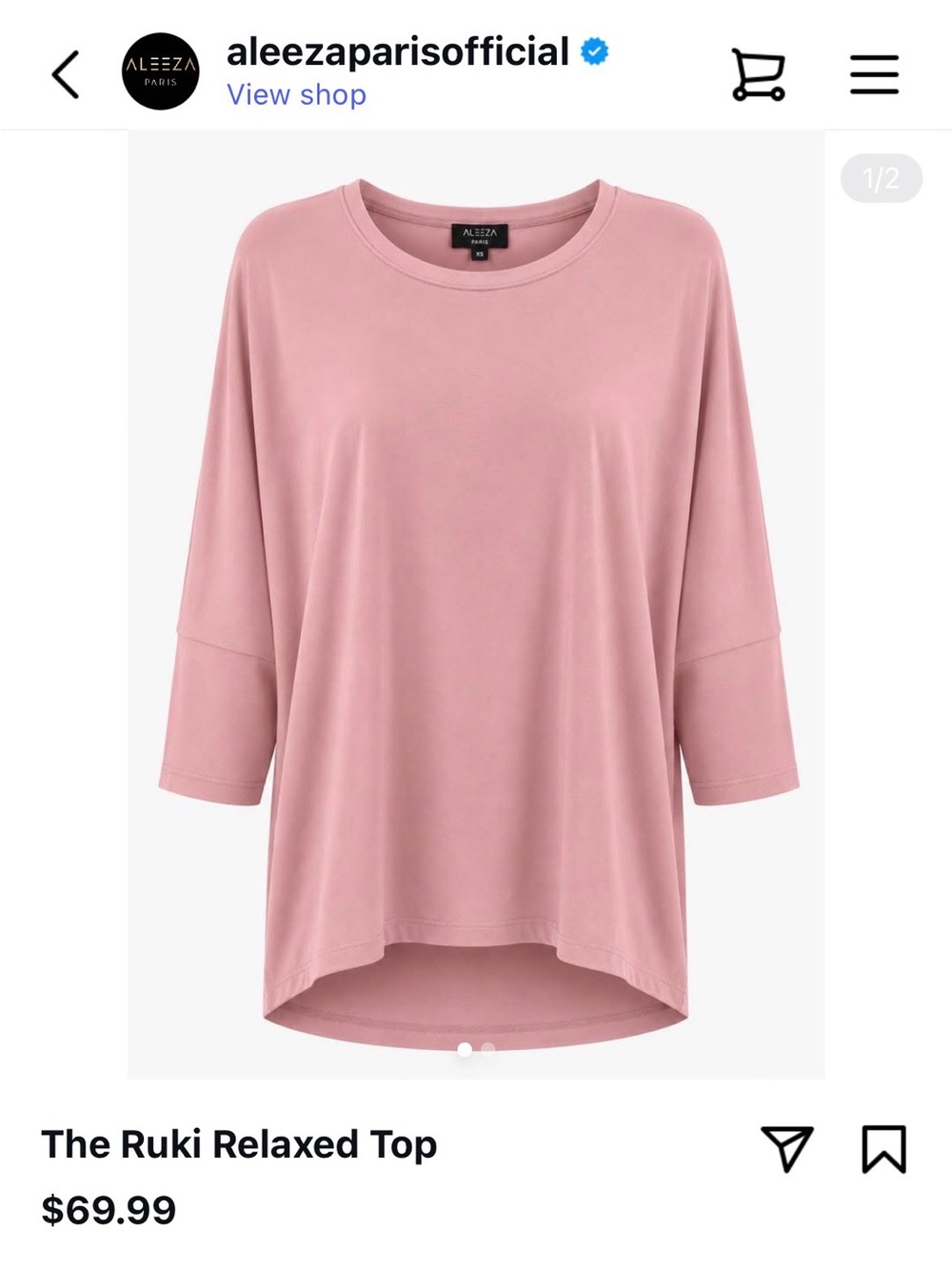 Aleeza The Ruki Relaxed Top - Powder Pink